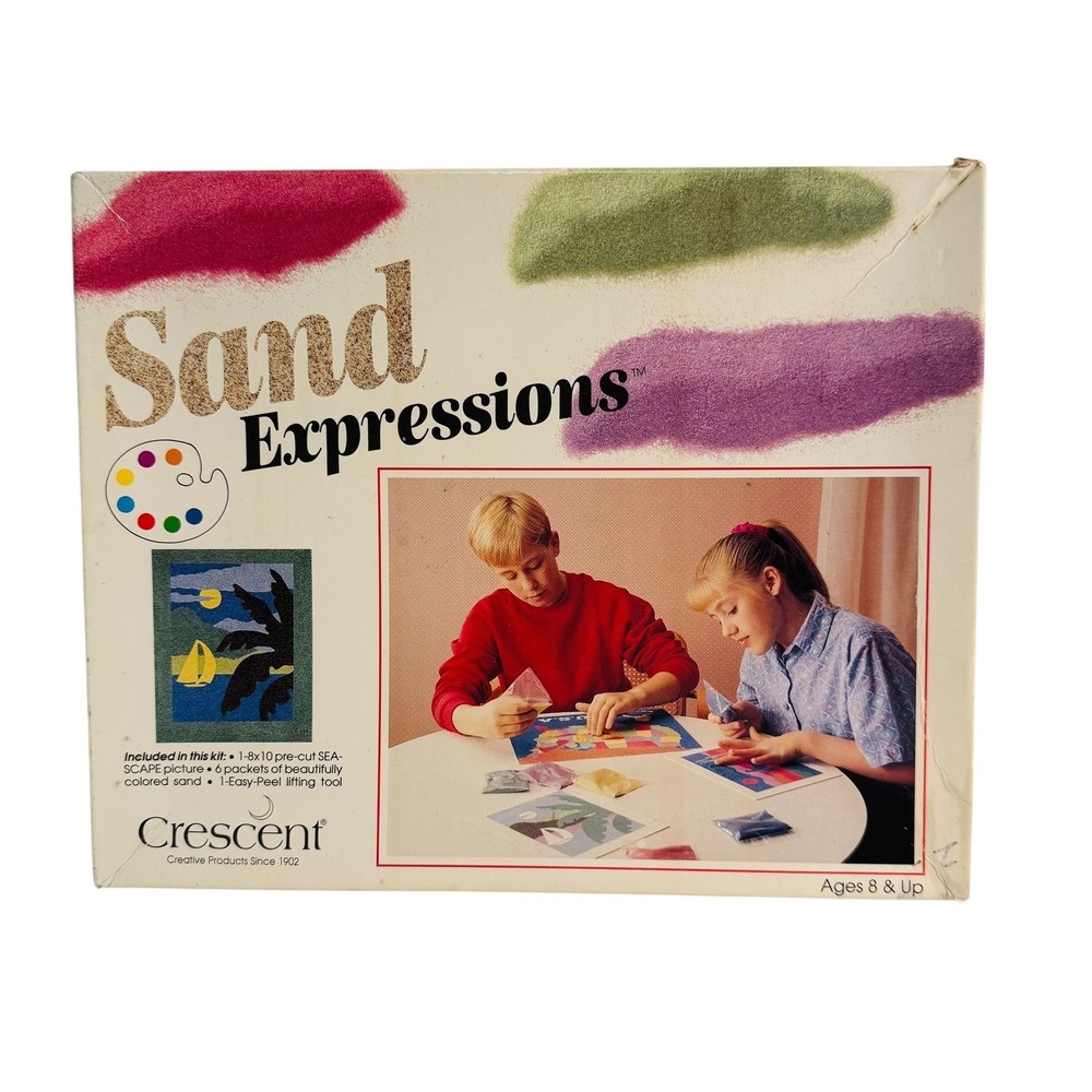 Crescent Sand Art Kit Craft Set Sea Scape Vtg 1993 Cardboard‎ Board Activity NEW